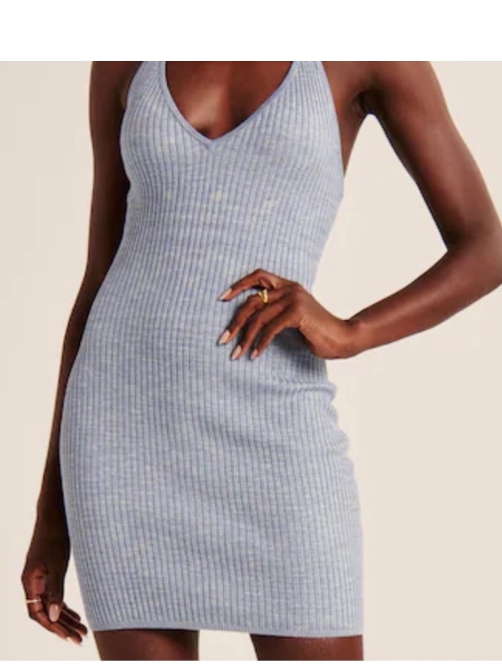 NEW Abercrombie & Fitch Light Blue Ribbed Mini Dress
